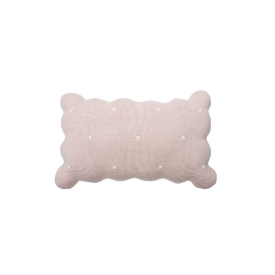 Decorative knitted pillow Biscuit - Pink