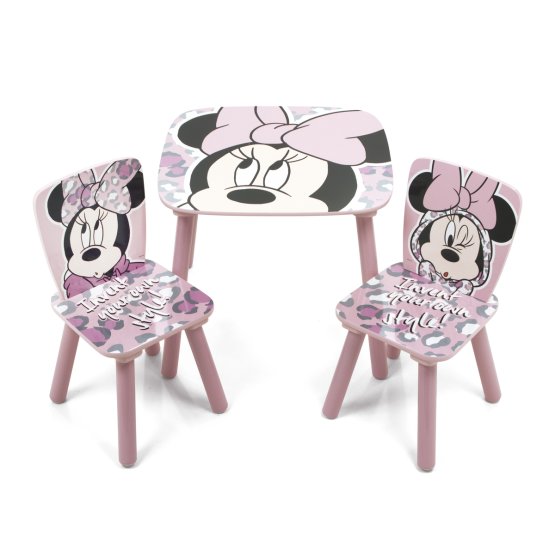 Childlike table with chairs Minnie Mouse - pink