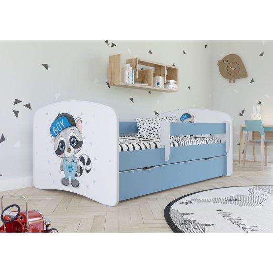  Children's bed with barrier - Raccoon - blue