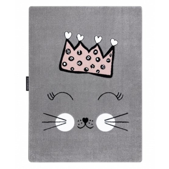 Children's rug PETIT - Cat Princess - gray