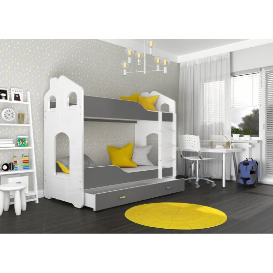 Baby patrová bed Dominik house - white-gray