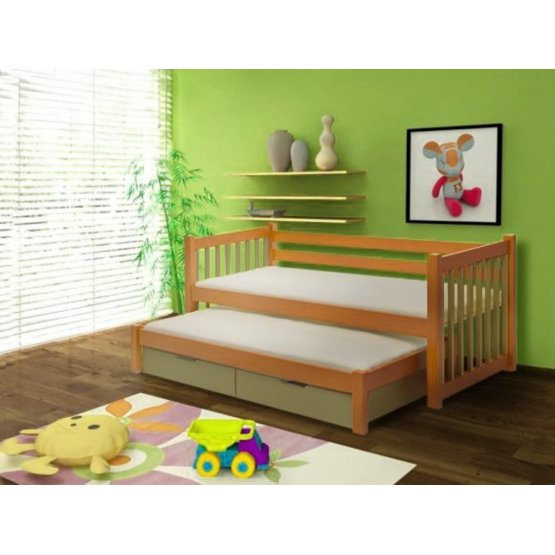 Baby bed with extra bed Kajetán 200x90 cm - alder-olive