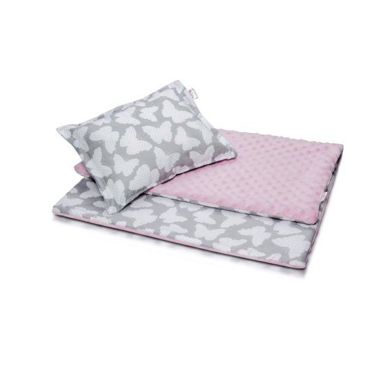 Baby blanket and pillow L Butterflies - różowa