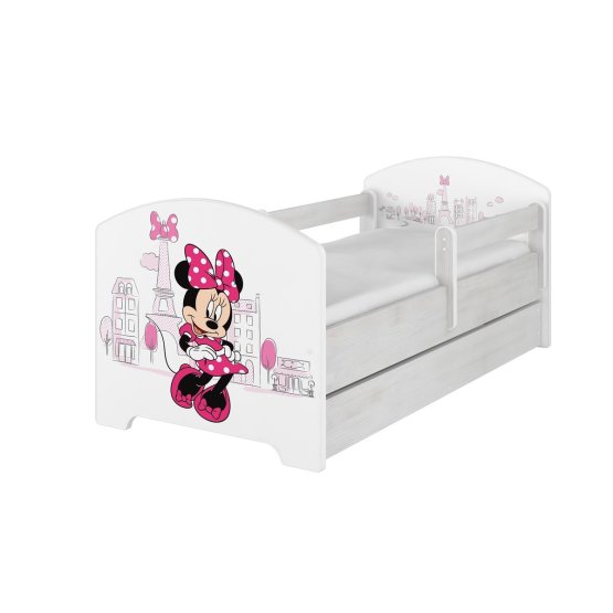 Baby cot with barrier - Minnie Mouse in Paris - white