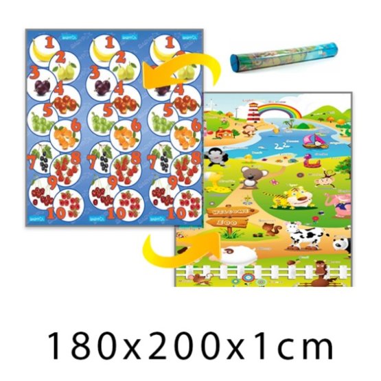 Children's foam rug Fruit numbers + Farm 180x200x1 cm
