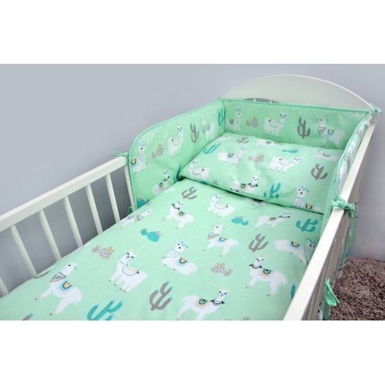 Bedding set for cribs 120x90 cm Lama - mint
