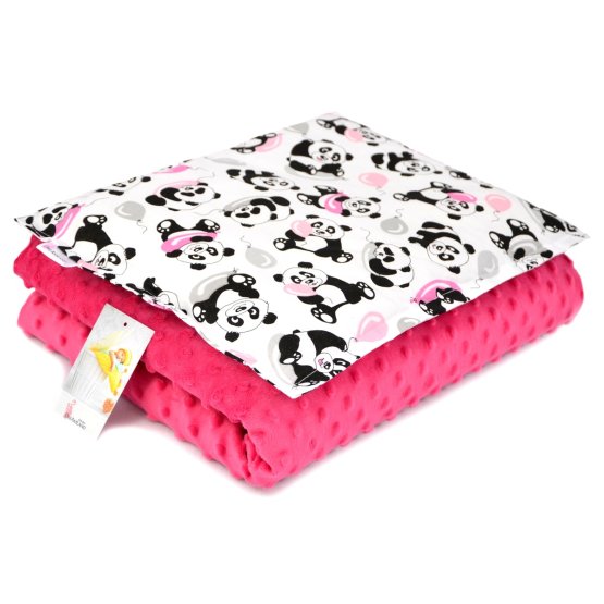 Baby blanket and pillow M Panda - fuchsia