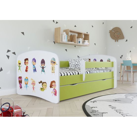Baby bed se behind the gate - Superheroes - green