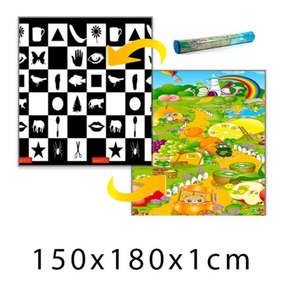 Children's foam rug Chessboard + Fruit paradise 150x180x1 cm