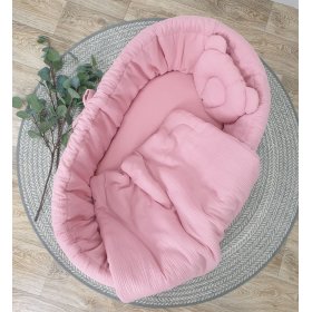Wicker bed with equipment for a baby - old pink, Ourbaby