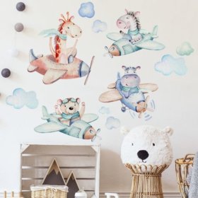 Wall sticker - Animals in airplanes, Housedecor
