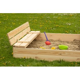 Lockable children's sandpit with benches - 120x120 cm, SUN WOOD