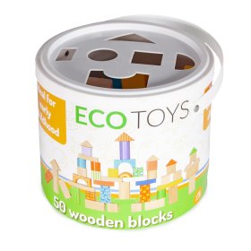 Colored wooden blocks 50 pcs, EcoToys