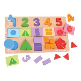 Bigjigs Toys Didactic board Numbers, colors, shapes, Bigjigs Toys