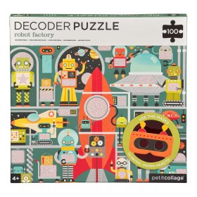 Petit Collage Puzzle robots 100 pcs with 3D glasses, Petit Collage