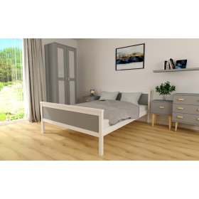 Wooden bed Ikar 200 x 120 cm - grey-white