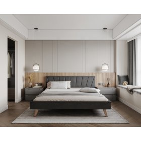 Upholstered bed HEAVEN 140 x 200 cm - Grey, FDM