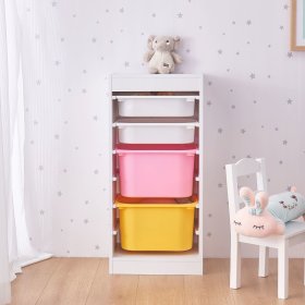 Rack with storage boxes Tower - pink / yellow, SENDA