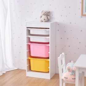 Rack with storage boxes Tower - pink / yellow