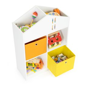 House library with storage boxes
