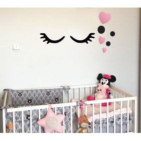 Wall decoration: Sleeping eyes with hearts - pink, AdamToys