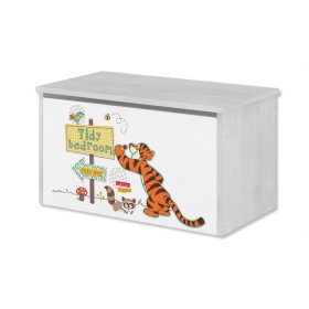 Wooden chest for Disney toys - Winnie the Pooh and a tiger - Norwegian pine decor