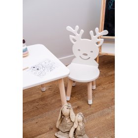 Children's table with chairs - Deer - white, Ourbaby