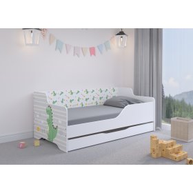 Children's bed with back LILU 160 x 80 cm - Dino, Wooden Toys