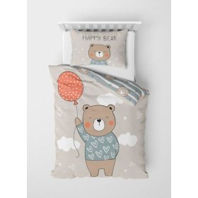 Children's bedding 140x200 cm + 70x90 cm Teddy bear with balloon, Faro