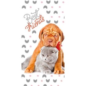 Baby towel 70x140 Best friends - puppy and kitten, Faro