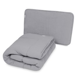 Muslin blanket and pillow with filling 100x135 + 40x60 - dark gray