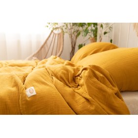 Muslin bed linen 140x200 cm + 70x90 cm mustard, Matex