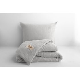 Muslin bedding 140x200 cm + 70x90 cm light grey