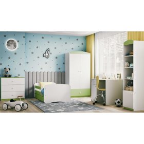 Children's bed with barrier Ourbaby - green-white