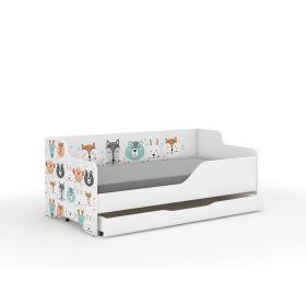 Children's bed with back LILU 160 x 80 cm - Animals