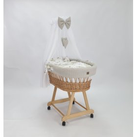 Wicker bed with equipment for a baby - Cotton flowers, Ourbaby®