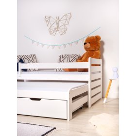Children's bed with extra bed and barrier Praktik - White