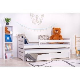 Children's bed with extra bed and barrier Praktik - White