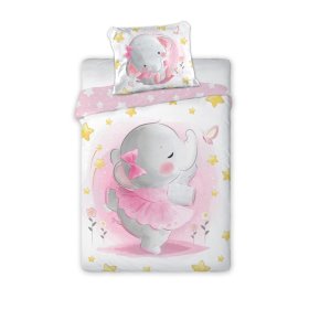 Children's bedding 135x100 + 60x40 cm Pink elephant