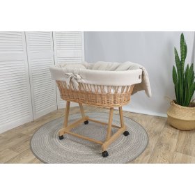 Wicker bed with equipment for a baby - beige