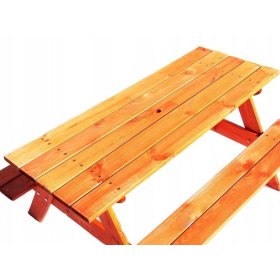 Garden wooden table with benches