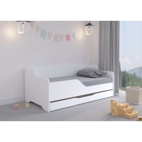 Children's bed with back LILU 160 x 80 cm - White, Wooden Toys