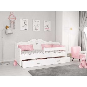 Children's bed JULIE with back 160x80 cm - white