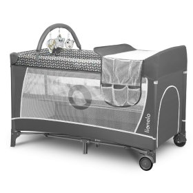 Travel cot with changing table - gray