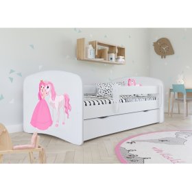 Children bed with bed rail Ourbaby - Princess with pony - white, Ourbaby