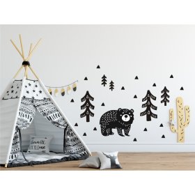 Decoration to wall Bear in woods black, Mint Kitten