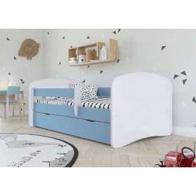Ourbaby Children's Bed with Safety Rail - Blue-White, All Meble